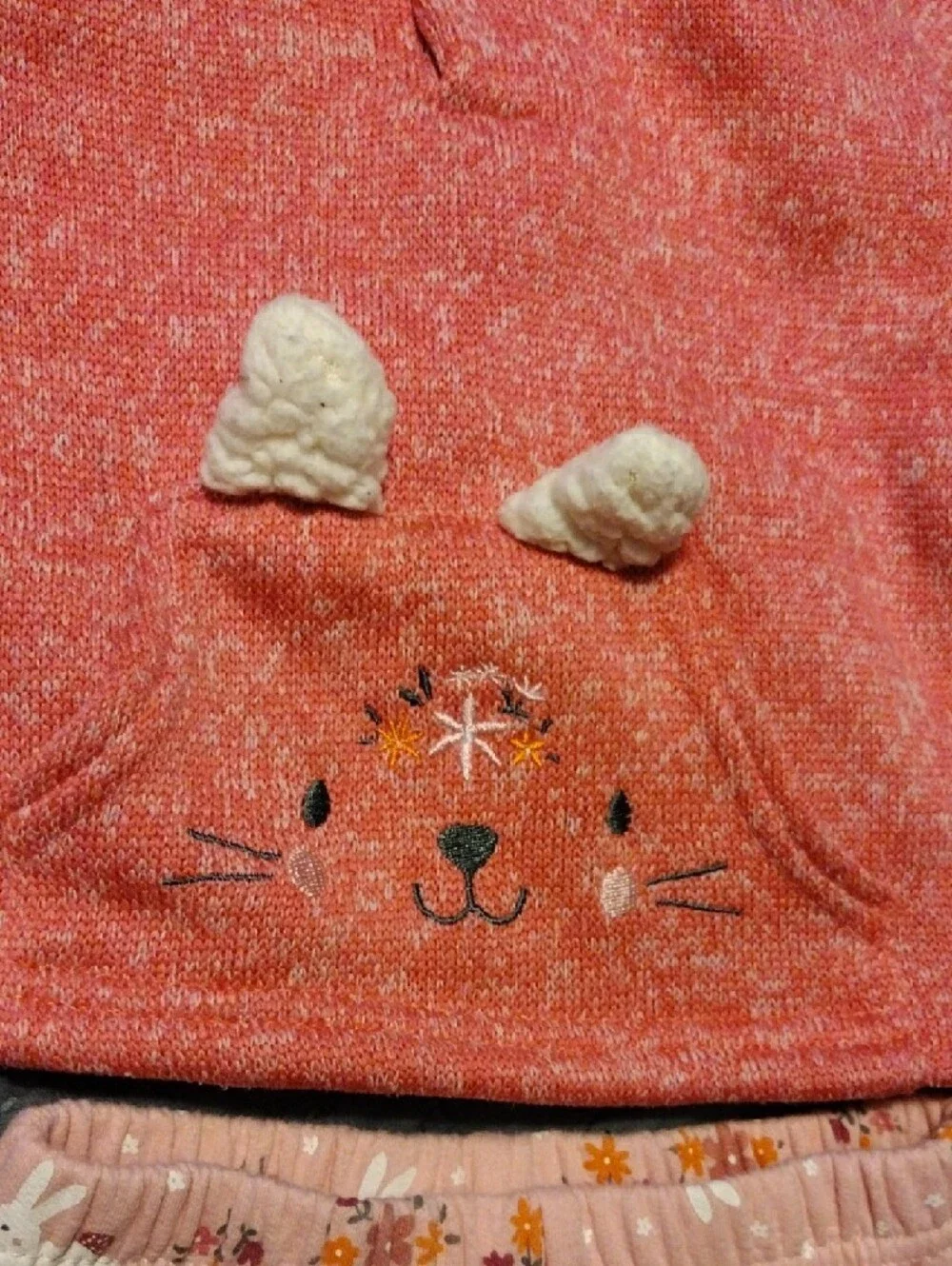 Girls Pink Bunny Two-Piece Set with Sherpa Cuff Top